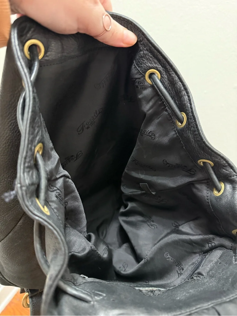 Fossil VTG 1950s pebbled leather backpack in black